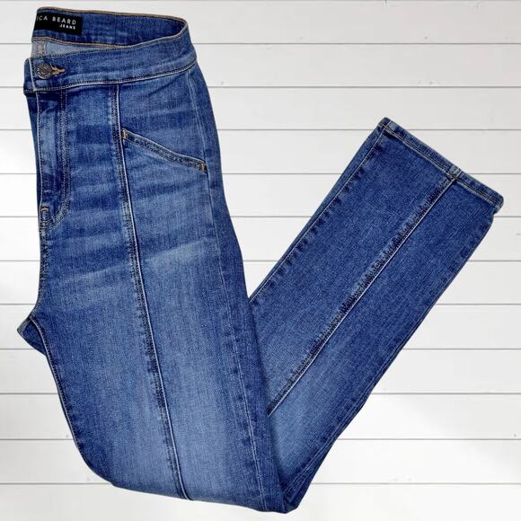 Veronica Beard Carly Kick Flare High Rise Pintuck Jeans PUTNAM Wash Blue 27 / 4 - Picture 10 of 10